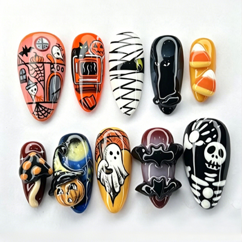 Halloween Skeleton Decoration - 30 peças Novas Unhas Postiças Estilo