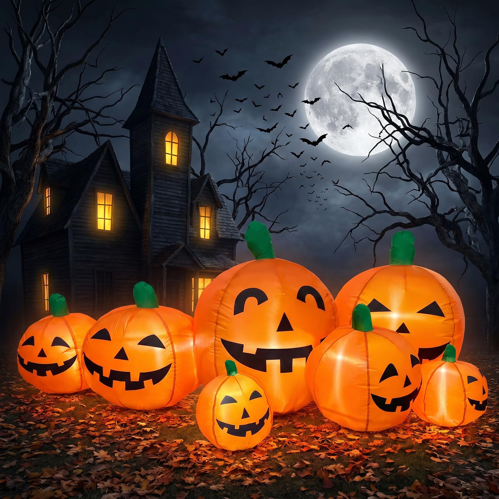 Halloween Pumpkin Decor Led - Abóbora Inflável Gigante de 7,5 Pés