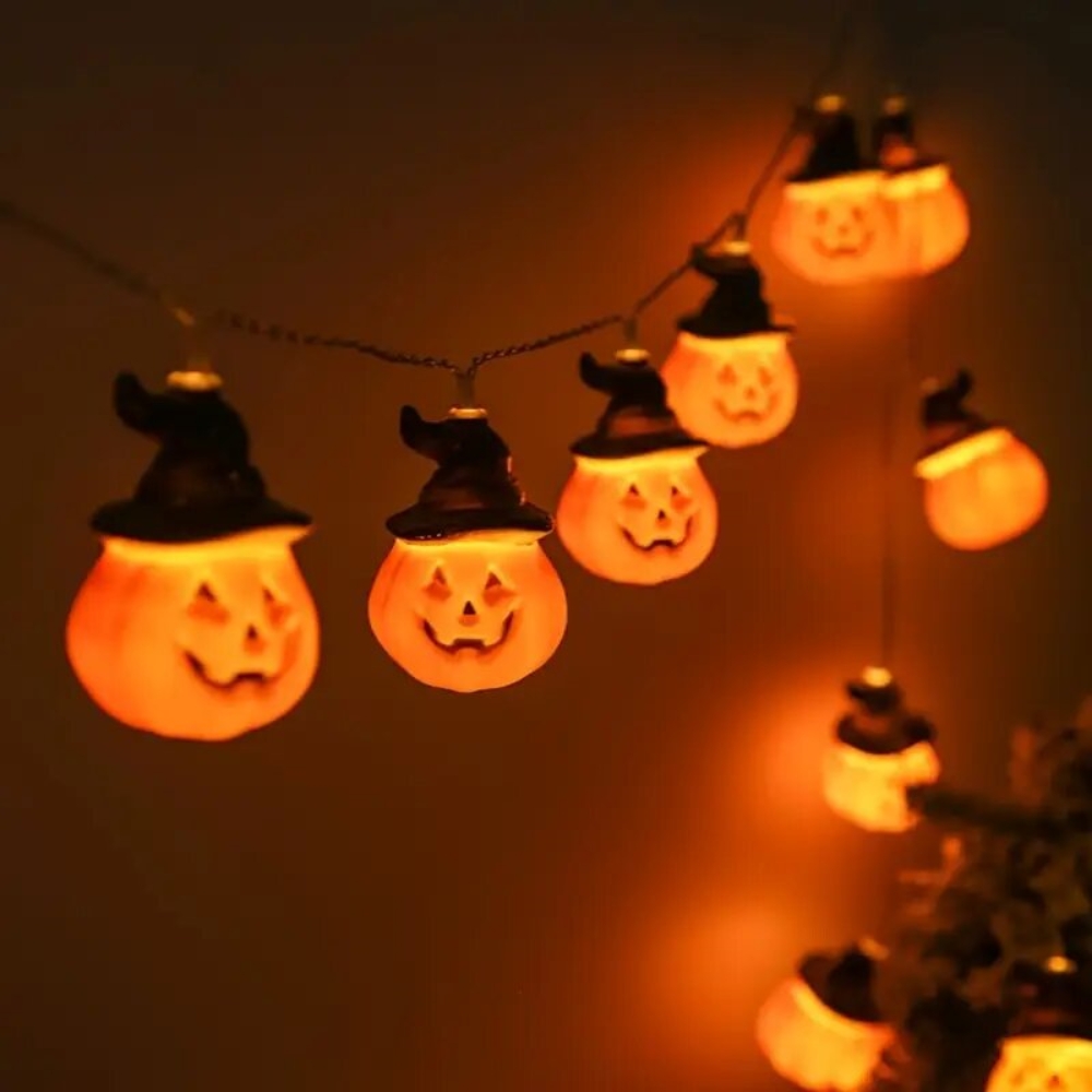 Luzes de Cordão de Abóbora de  - Halloween Led String Lights Orange avaliação e preço