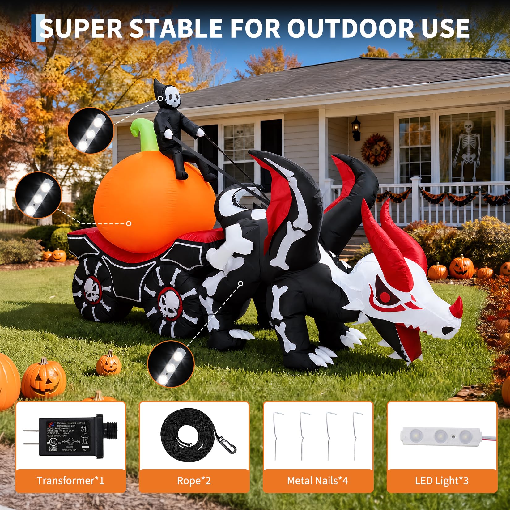Carroça de abóbora inflável il - Halloween Pumpkin Decor Led avaliação e preço
