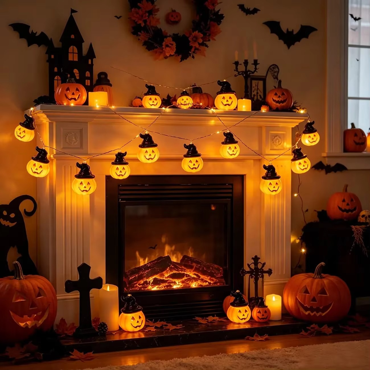 Luzes de Cordão de Fadas com A - Halloween Led String Lights Orange avaliação e preço