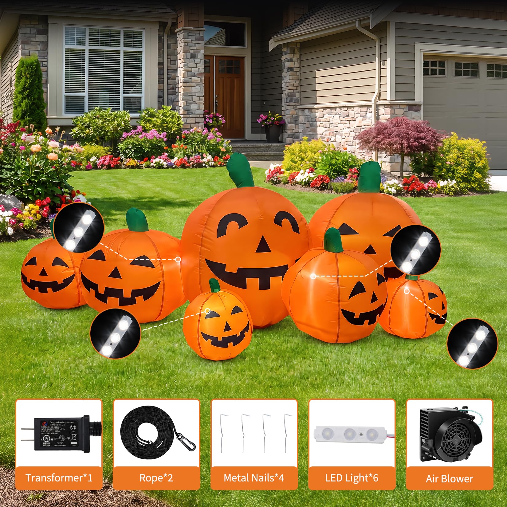 Abóbora Inflável Gigante de 7, - Halloween Pumpkin Decor Led avaliação e preço