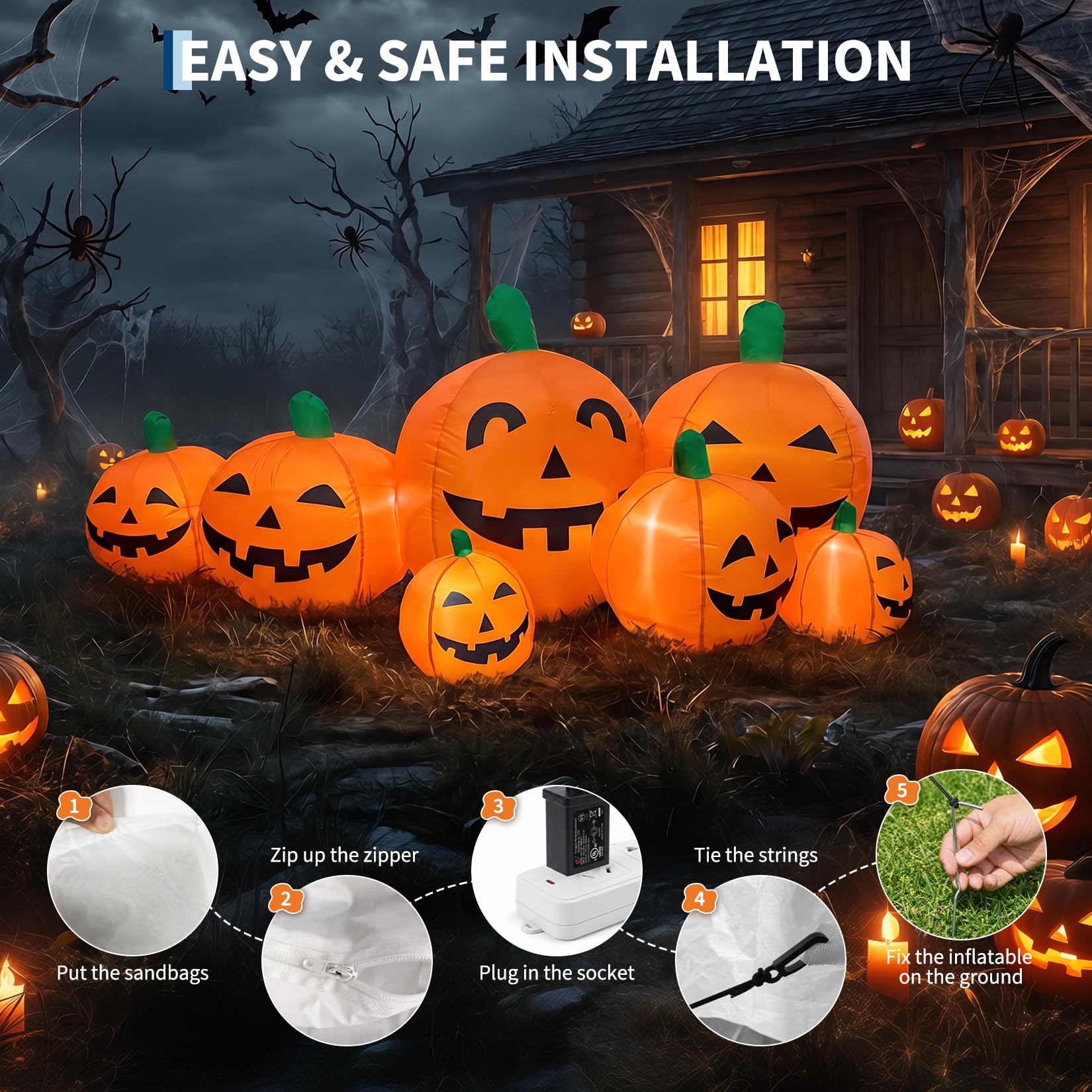 Abóbora Inflável Gigante de 7, - Halloween Pumpkin Decor Led avaliação e preço